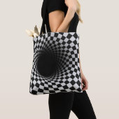 Tote Bag Black and White Optical Illusion Tunnel (De près)