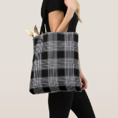 Tote Bag Black and White tartan plaid (De près)