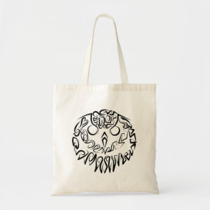 Tote Bag Black and White Tribal Owl