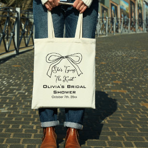 Tote Bag Black Bow Elle Noue le Nœud Shower de Mariée