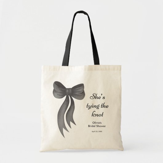 Tote Bag Black Bow Elle se marie Shower  (Devant)