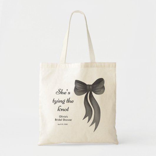 Tote Bag Black Bow Elle se marie Shower de Mariée (Devant)