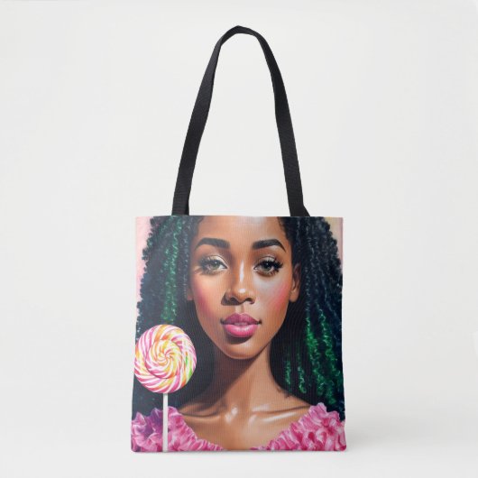 Tote Bag Black Candy Girl Lollipop Beauté (Devant)