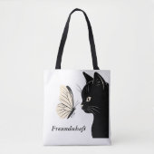 Tote Bag Black Cat and Butterfly Mysterious (Devant)