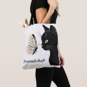 Tote Bag Black Cat and Butterfly Mysterious (De près)