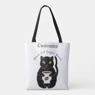 Tote Bag Black Cat Coffee Break Thunder_Cove