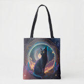 Tote Bag Black Cat Magical Moon Night - Gardien nocturne (Devant)