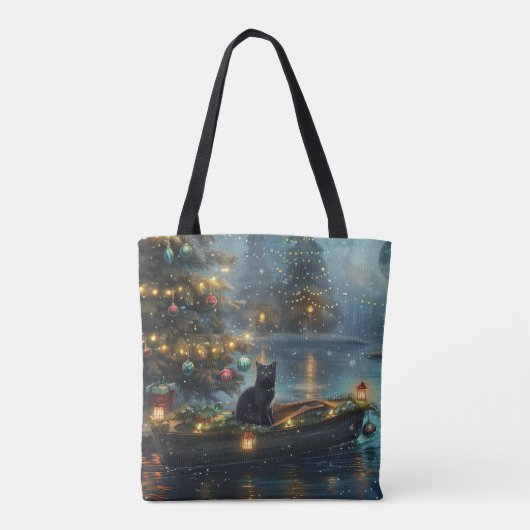 Tote Bag Black Cat Noël Festive Voyage (Dos)