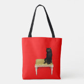 Tote Bag Black cat on the stool (Dos)