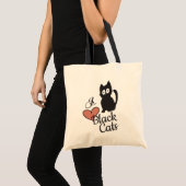 Tote Bag Black Cat with Heart (Devant (produit))