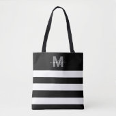 Tote Bag Black Chic Stripes Nom Monogramme (Devant)