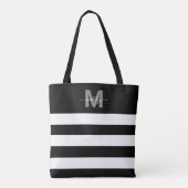Tote Bag Black Chic Stripes Nom Monogramme (Dos)