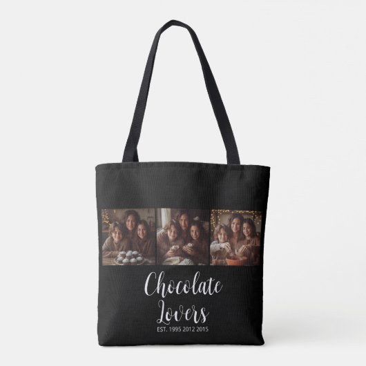 Tote Bag Black Chocolate Lovers Established 3 Photo Script (Dos)