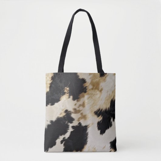 Tote Bag Black Cream Gold Western Cowhide (Devant)