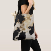 Tote Bag Black Cream Gold Western Cowhide (De près)