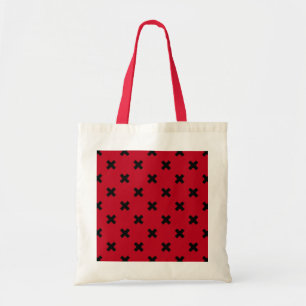 Tote Bag Black cross stitches on red