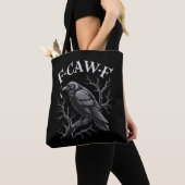 Tote Bag Black Crow F-Caw-F Funny Black Bird Moon Gothic (De près)
