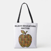 Tote Bag Black Educators Matter Kente Cloth Apple Teacher (Dos)