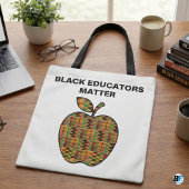 Tote Bag Black Educators Matter Kente Cloth Apple Teacher