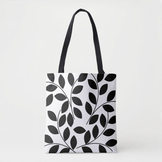 Tote Bag Black Feuille moderne Tropical (Devant)