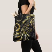 Tote Bag Black Floral Damask Et Gold Swirl (De près)