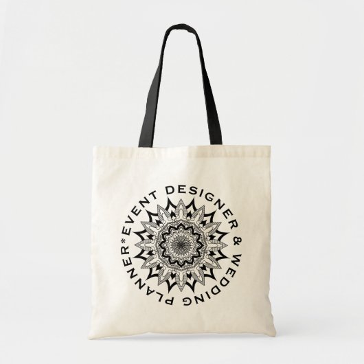 Tote Bag Black Floral Mandala Custom (Devant)