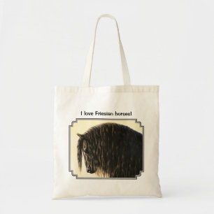 Tote Bag Black Friesian Draft Horse