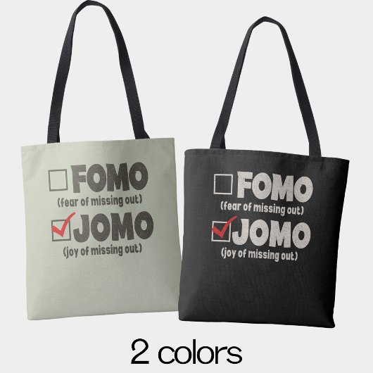 Tote Bag Black Funny FOMO JOMO cochez la case Introvert