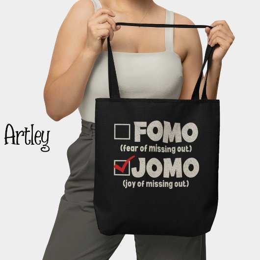 Tote Bag Black Funny FOMO JOMO cochez la case Introvert