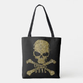Tote Bag Black Glam to Bone Gold Parties scintillant Crâne (Dos)