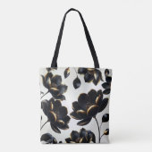 Tote Bag Black & Gold Floral Greige Elegant Dark Moody (Dos)