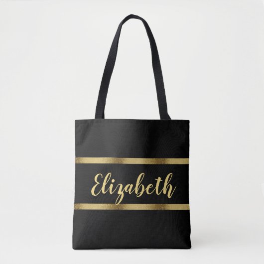 Tote Bag Black gold name script en gras (Devant)