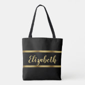 Tote Bag Black gold name script en gras (Dos)