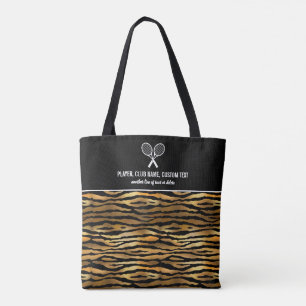 Tote Bag Black Gold Tiger Imprimer Raquettes de tennis pers