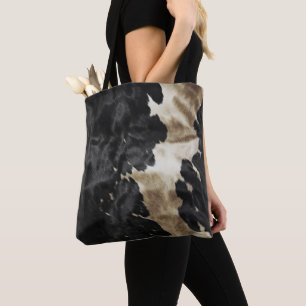 Tote Bag Black Gold Western Cowhide