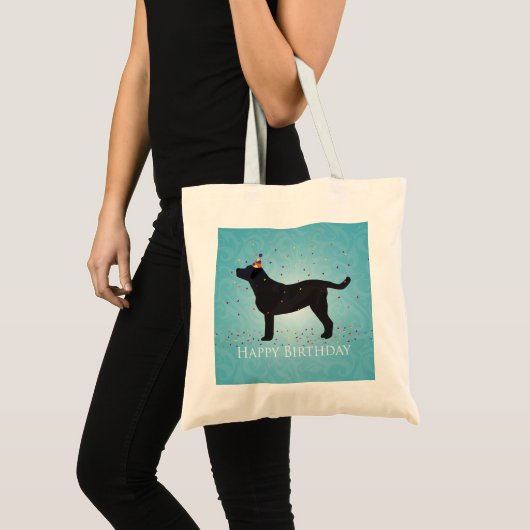 Tote Bag Black Lab Joyeux Design d'anniversaire (Devant (produit))
