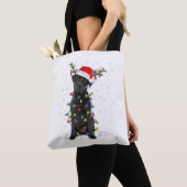 Tote Bag Black Lab Labrador Christmas Tree Light Pyjama Chi (De près)