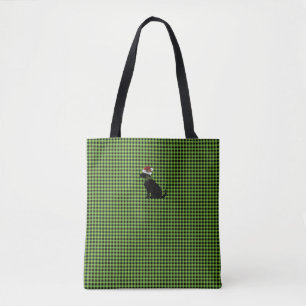 Tote Bag Black Lab Silhouette Noël En vichy Festive