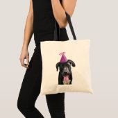 Tote Bag Black Labrador Avec Casquette de fête (Devant (produit))