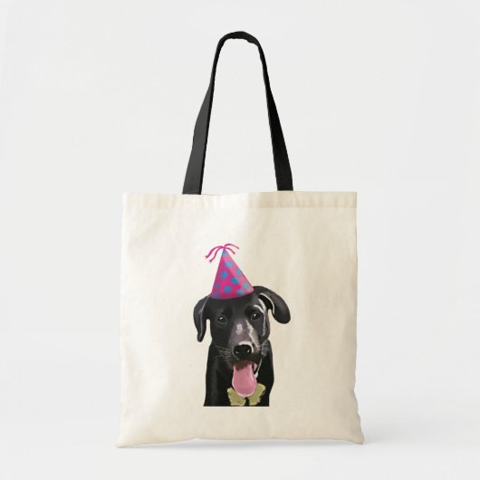 Tote Bag Black Labrador Avec Casquette de fête (Devant)