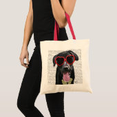Tote Bag Black Labrador Avec Lunettes de soleil Coeur (Devant (produit))