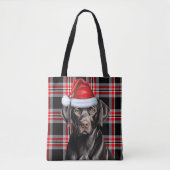 Tote Bag Black Labrador Christmas Dog Seasonal Plaid (Devant)