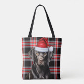 Tote Bag Black Labrador Christmas Dog Seasonal Plaid (Dos)