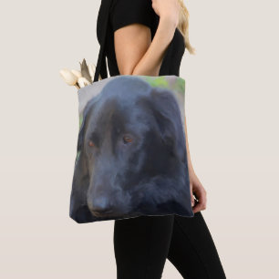 Tote Bag Black Labrador Expressive Eyes Chien Art