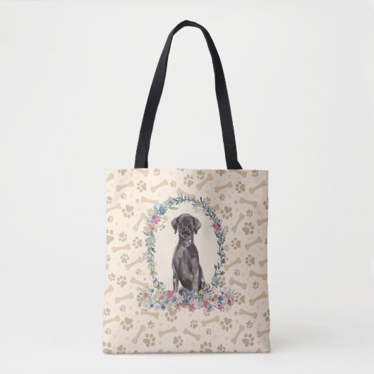 Tote Bag Black Labrador Retriever Chien Empreinte de patte (Devant)