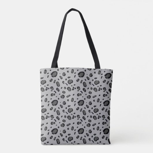 Tote Bag Black Leopard Pattern On Grey  (Dos)