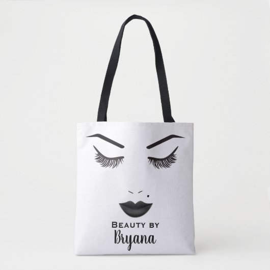 Tote Bag Black Lips maquillage visage sourcils lèvres glam  (Devant)