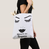 Tote Bag Black Lips maquillage visage sourcils lèvres glam  (De près)