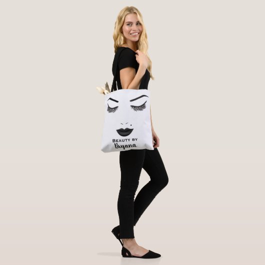 Tote Bag Black Lips maquillage visage sourcils lèvres glam  (Sur le modèle)