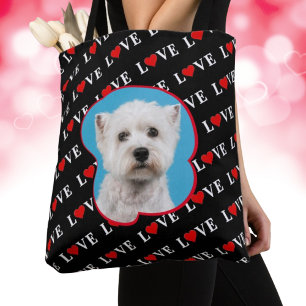 Tote Bag Black LOVE Modern Chic Elegant Photo Personnalisée